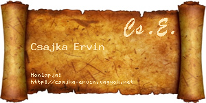 Csajka Ervin névjegykártya