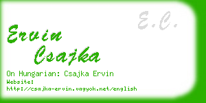 ervin csajka business card